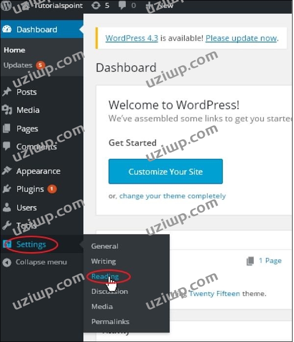 WordPress Reading Setting